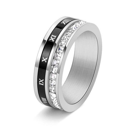 Tungsten Carbide Band White/Rose Gold Plated with Simulated Diamonds