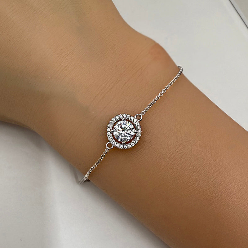 AUROGEM 925 Sterling Silver bracelet with 1ct Zircon  Item no.  SL002A