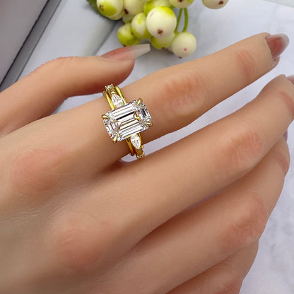 3pcs Set of  Silver Wedding Ring with 3 carat Zircon Item no. TJ050B