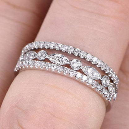 1.5 Carat Simulated Diamond Wedding Band - White Gold Plated