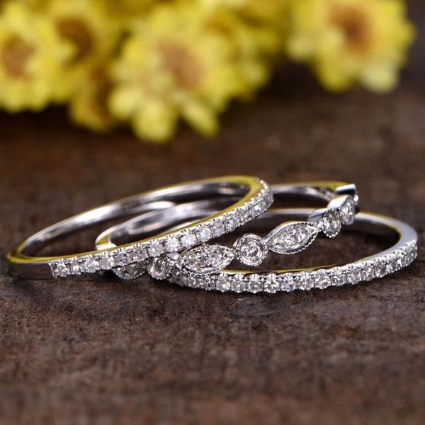 1.5 Carat Simulated Diamond Wedding Band - White Gold Plated