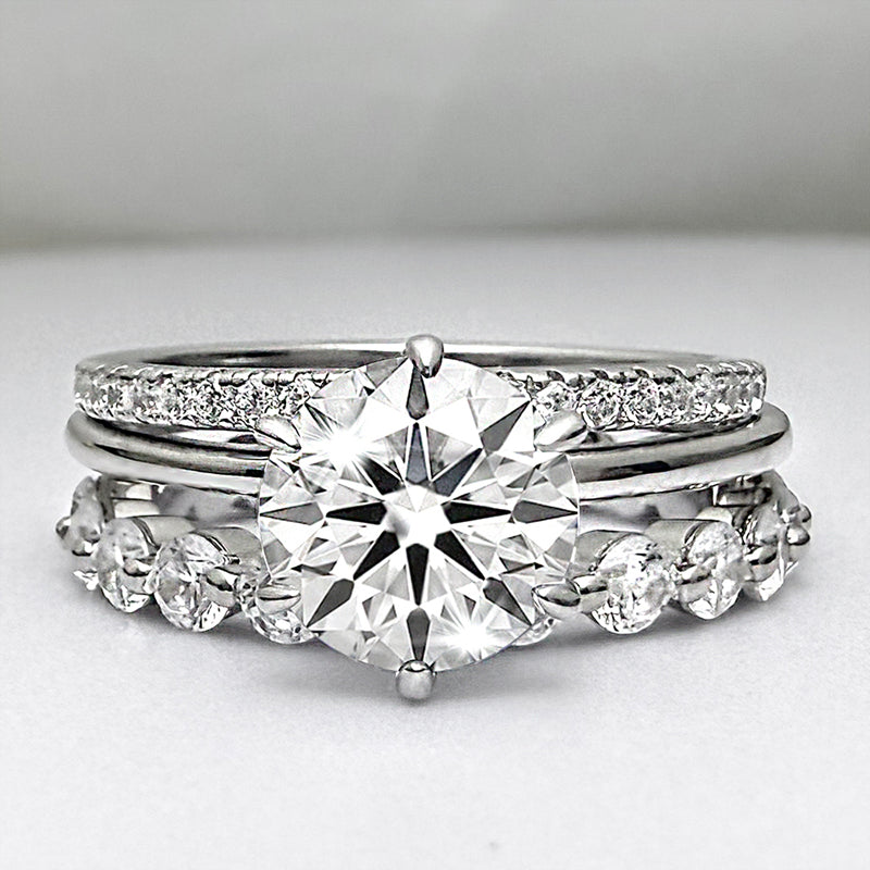 3pcs Wedding ring set with 2 Carat Center Stone  Item no.  TJ012A