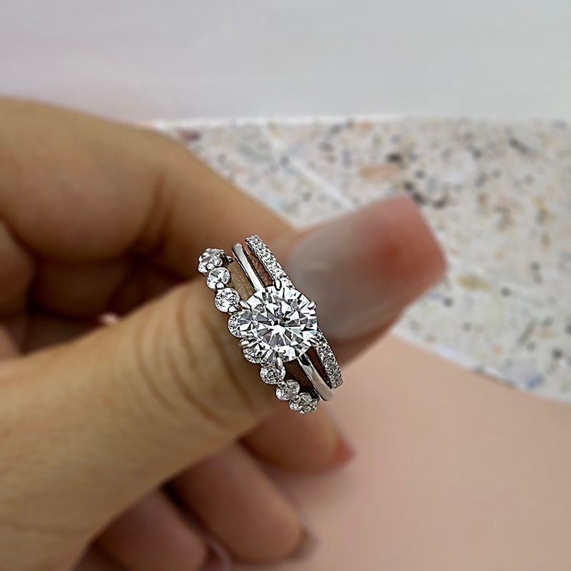 3pcs Wedding ring set with 2 Carat Center Stone  Item no.  TJ012A