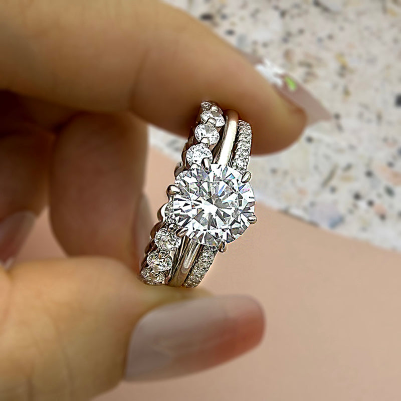 3pcs Wedding ring set with 2 Carat Center Stone  Item no.  TJ012A