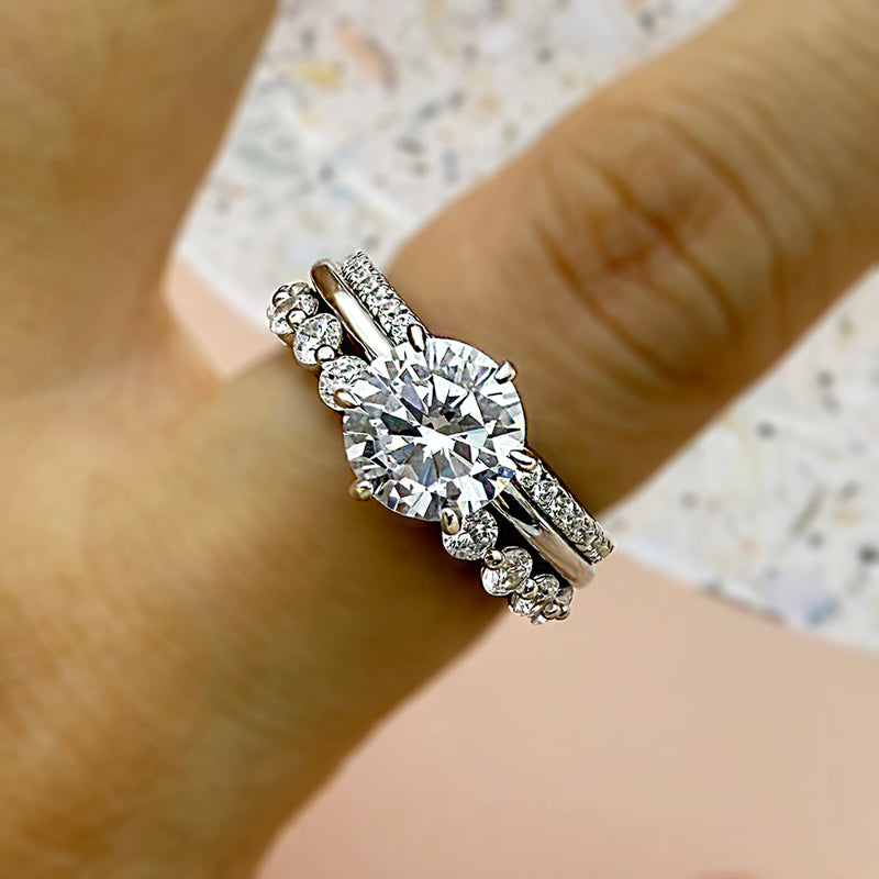 3pcs Wedding ring set with 2 Carat Center Stone  Item no.  TJ012A