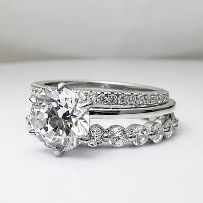 3pcs Wedding ring set with 2 Carat Center Stone  Item no.  TJ012A