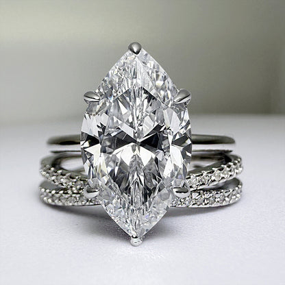 2pcs 925 Sterling Silver Engagement Ring Set with 3.5 Carat Zircon Item no. TJ015