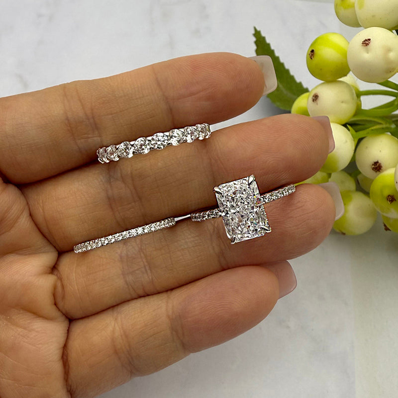 3pcs Silver Engagement Ring Set  Item no. TJ022A