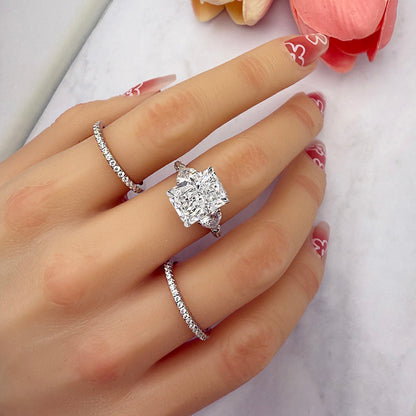 3pcs silver Wedding Set with Radiant Cut Gemstone Item no. : TJ036A