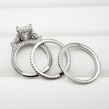 3pcs silver Wedding Set with Radiant Cut Gemstone Item no. : TJ036A