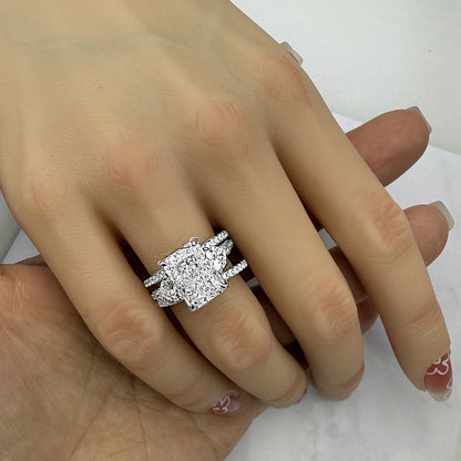 3pcs silver Wedding Set with Radiant Cut Gemstone Item no. : TJ036A