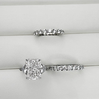 3pcs silver Wedding Set with Radiant Cut Gemstone Item no. : TJ037A