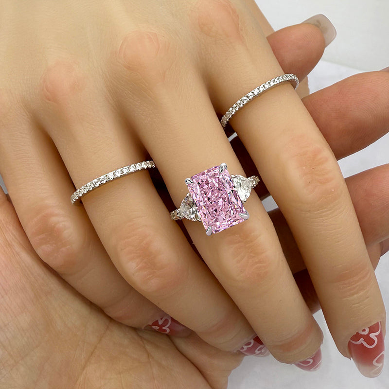 3pcs silver Wedding Set with Radiant Cut Gemstone Item no. : TJ039A03