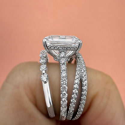 3pcs silver Wedding Set with Radiant Cut Gemstone Item no. : TJ044