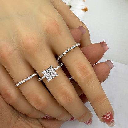 3pcs silver Wedding Set with Princess Cut Gemstone Item no. : TJ045