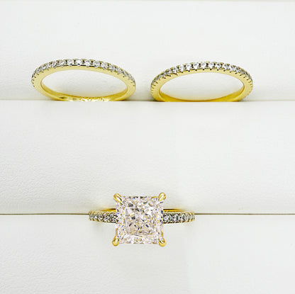 3pcs silver Wedding Set with Princess Cut Gemstone Item no. : TJ045