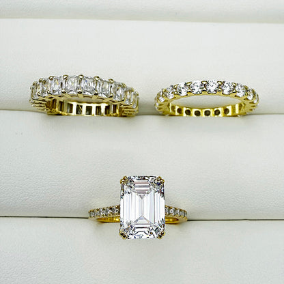 3pcs silver Wedding Set with Radiant Cut Gemstone Item no. : TJ046B