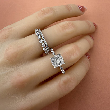 3pcs silver Wedding Set with Cushion Cut Gemstone Item no. : TJ048A