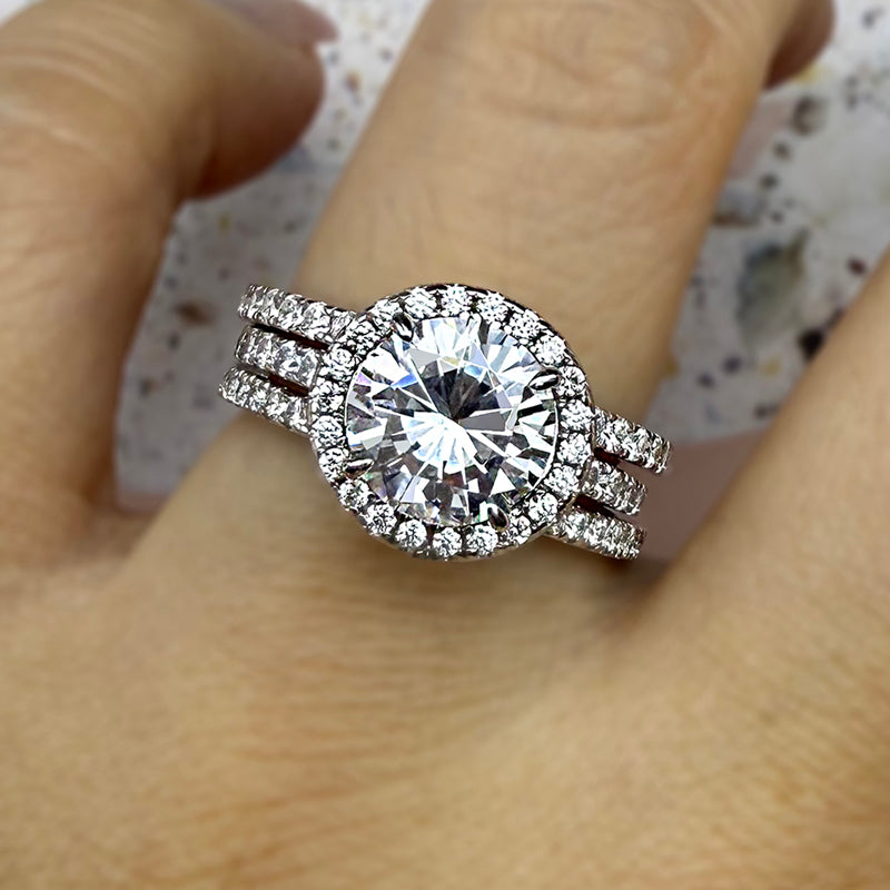 3pcs Engagement Ring Set with 2 Carat Zircon Item no. TJ009A