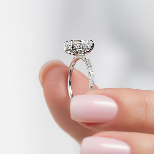 2.0 Carat Radiant Sona Diamond Rose Gold-Plated Sterling Silver Engagement Ring