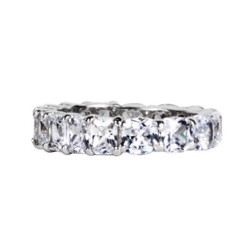 925 Silver Three-Tone 5ct Mixed Cut Diamond Wedding Band