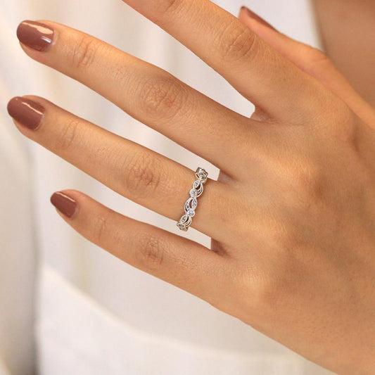 0.5Ct Round White Diamond Band 925 Silver White Gold