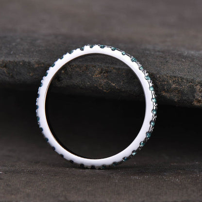 0.5Ct Paraiba Tourmaline Band 925 Silver White Gold