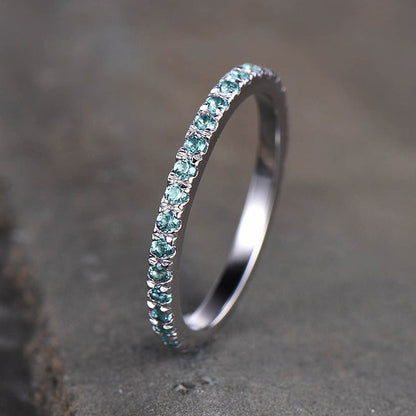 0.5Ct Paraiba Tourmaline Band 925 Silver White Gold