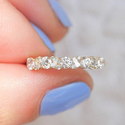 925 Silver Gold Plated 1.5ct Mixed Cut Diamond Band