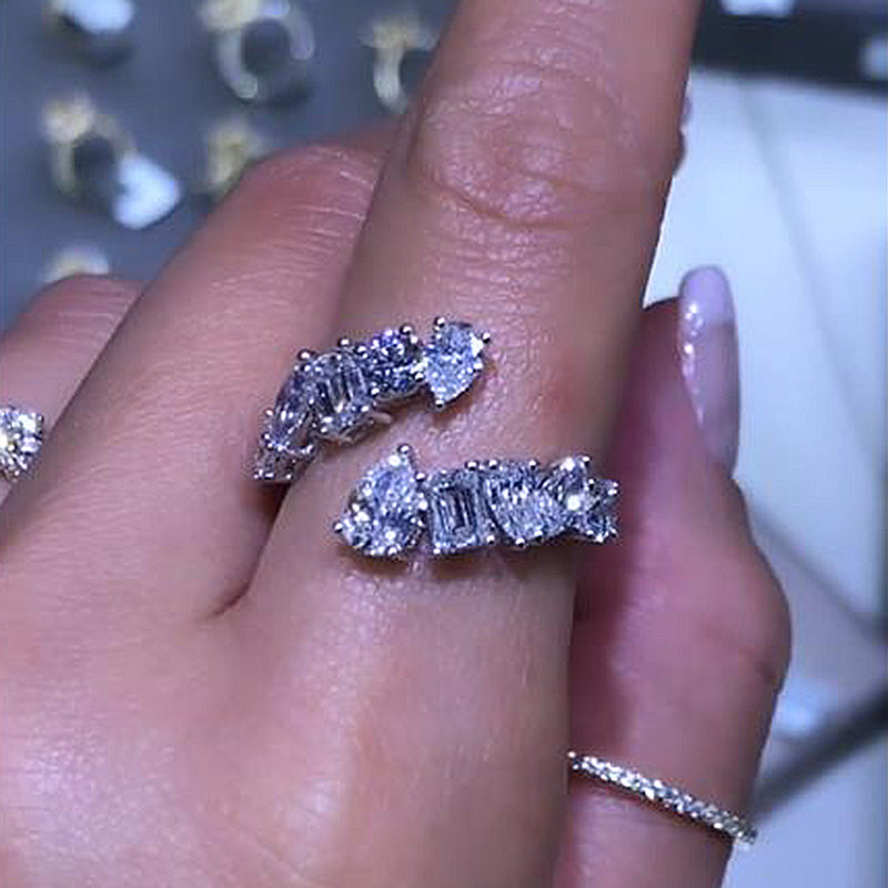 925 Silver White Gold Plated 4ct Mixed Cut Diamond Band