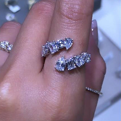 925 Silver White Gold Plated 4ct Mixed Cut Diamond Band