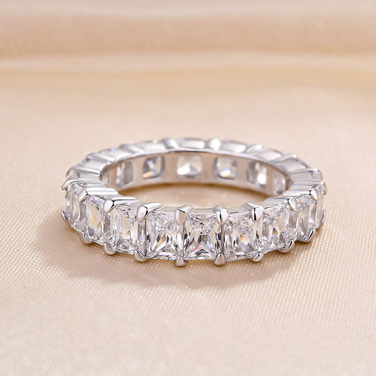 925 Silver Three-Tone 5ct Mixed Cut Diamond Wedding Band