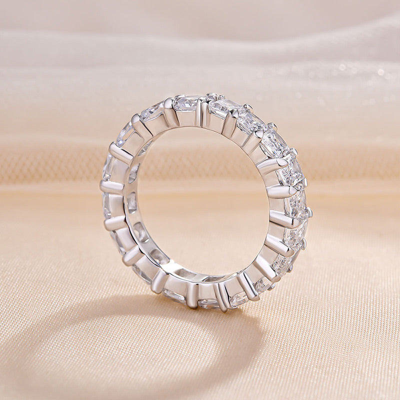 925 Silver Three-Tone 5ct Mixed Cut Diamond Wedding Band