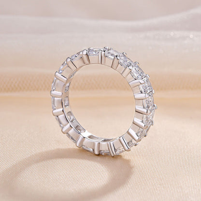 925 Silver Three-Tone 5ct Mixed Cut Diamond Wedding Band