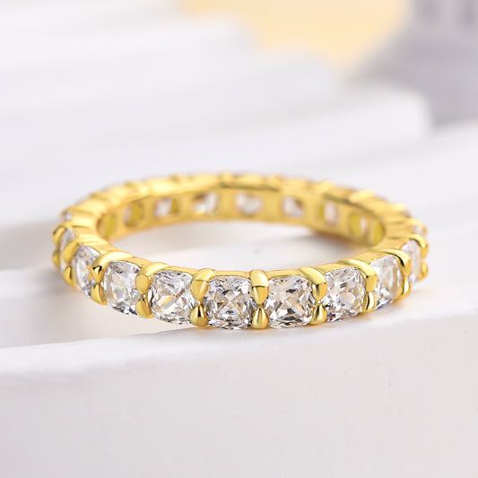 2.5CT Cushion Cut Simulated Diamond Band – Sterling Silver
