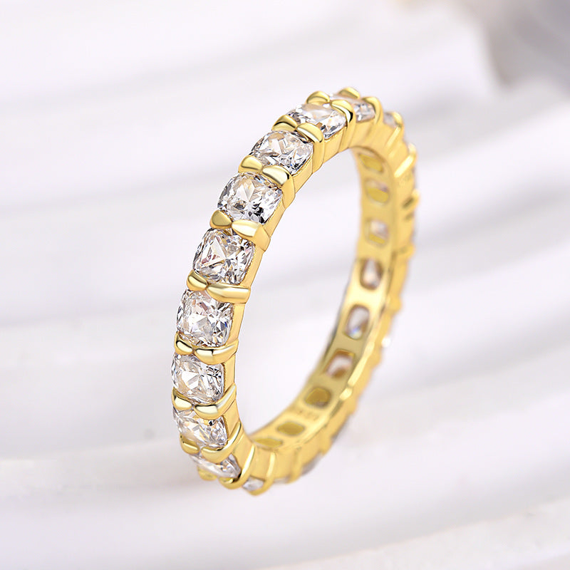 2.5CT Cushion Cut Simulated Diamond Band – Sterling Silver