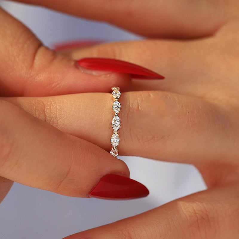 925 Silver Two-Tone 1ct Marquise Diamond Band