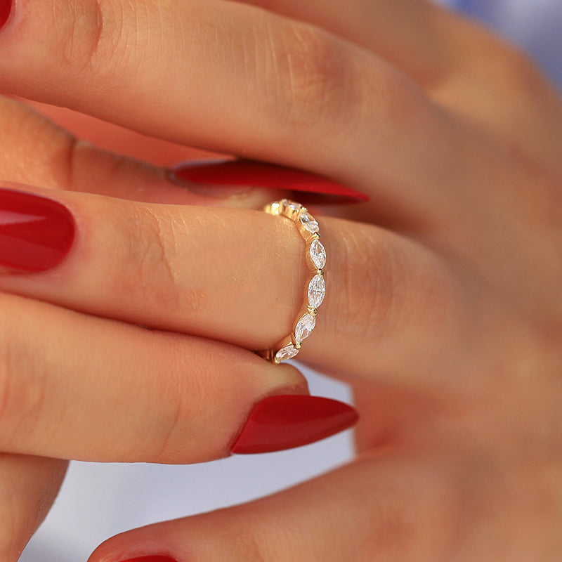 925 Silver Two-Tone 1ct Marquise Diamond Band