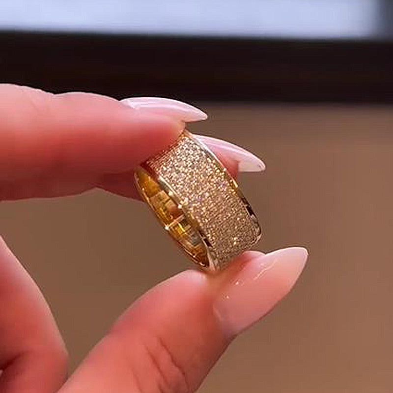 Gold Plated Silver Wedding Band with 2.0ct Simulated Diamonds