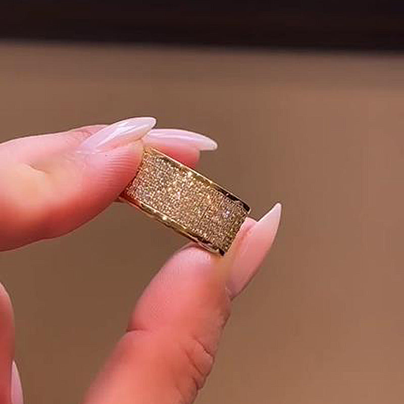Gold Plated Silver Wedding Band with 2.0ct Simulated Diamonds