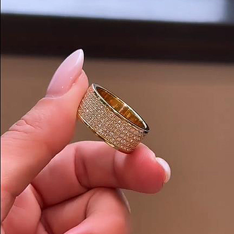 Gold Plated Silver Wedding Band with 2.0ct Simulated Diamonds