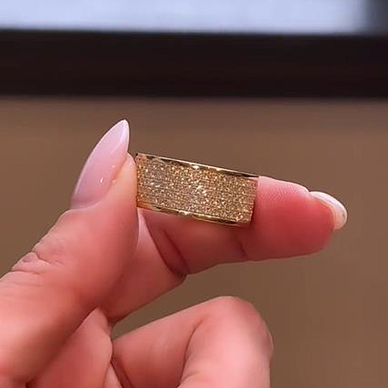 Gold Plated Silver Wedding Band with 2.0ct Simulated Diamonds