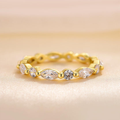 1.5Ct Marquise & Round Cut Band 925 Silver Two-Tone