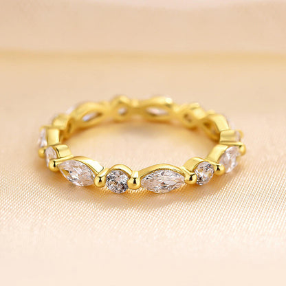 1.5Ct Marquise & Round Cut Band 925 Silver Two-Tone