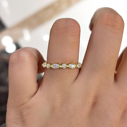 1.5Ct Marquise & Round Cut Band 925 Silver Two-Tone