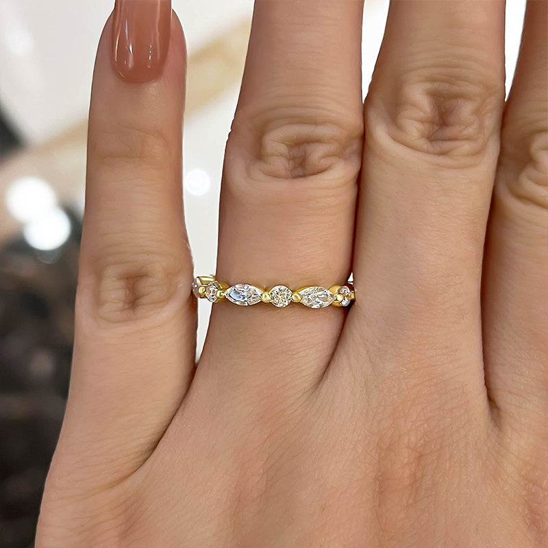 1.5Ct Marquise & Round Cut Band 925 Silver Two-Tone