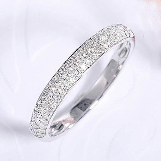 1Ct Round White Diamond Band 925 Silver White Gold