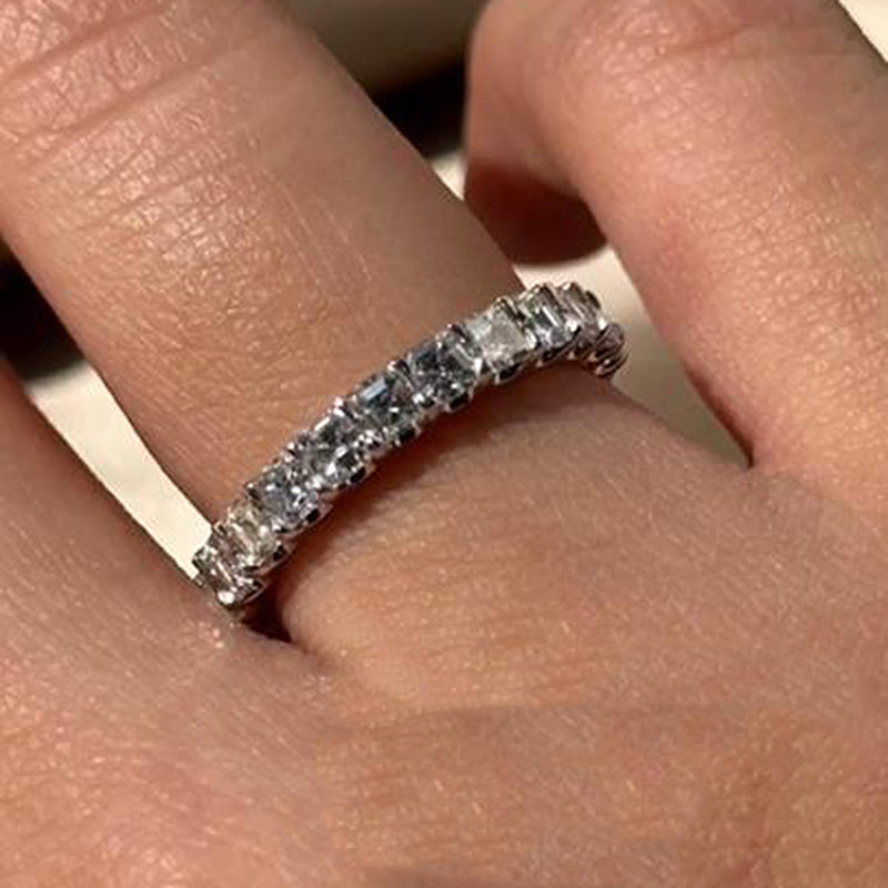 2.5Ct Asscher Cut Diamond Band 925 Silver White Gold