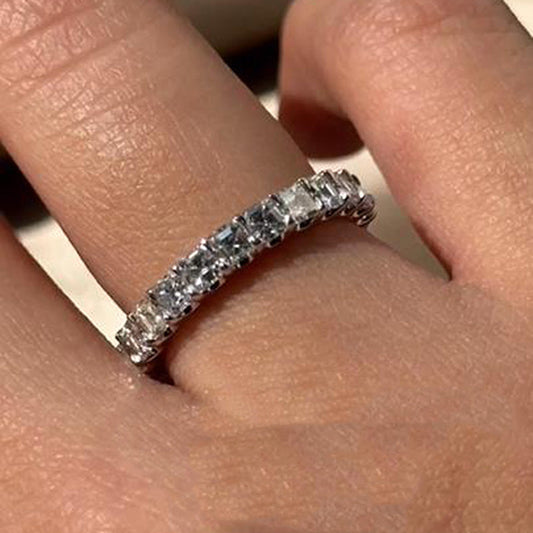 2.5Ct Asscher Cut Diamond Band 925 Silver White Gold