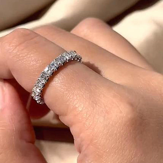 2.5Ct Asscher Cut Diamond Band 925 Silver White Gold
